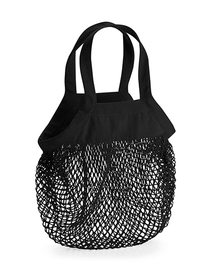 Organic Cotton Mini Mesh Grocery Bag zum Besticken und Bedrucken in der Farbe Black mit Ihren Logo, Schriftzug oder Motiv.
