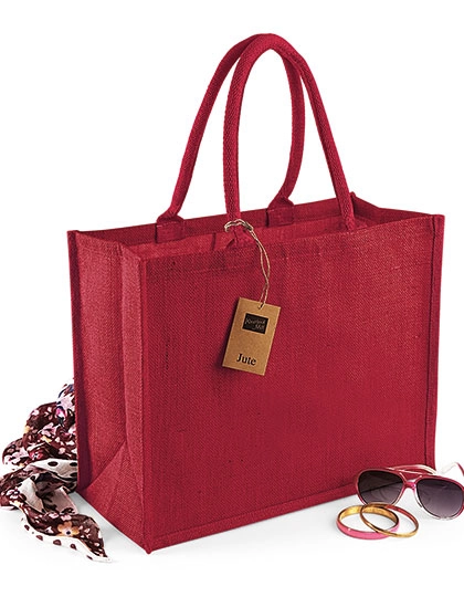 Jute Classic Shopper zum Besticken und Bedrucken in der Farbe Red-Red mit Ihren Logo, Schriftzug oder Motiv.