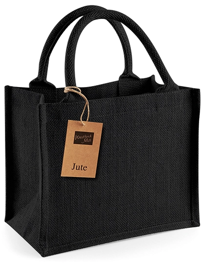 Jute Mini Gift Bag zum Besticken und Bedrucken in der Farbe Black-Black mit Ihren Logo, Schriftzug oder Motiv.