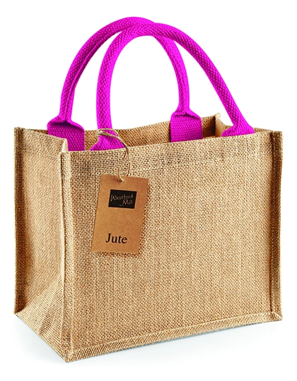 Jute Mini Gift Bag zum Besticken und Bedrucken in der Farbe Natural-Fuchsia mit Ihren Logo, Schriftzug oder Motiv.
