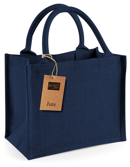 Jute Mini Gift Bag zum Besticken und Bedrucken in der Farbe Navy-Navy mit Ihren Logo, Schriftzug oder Motiv.