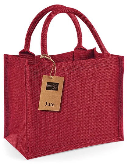 Jute Mini Gift Bag zum Besticken und Bedrucken in der Farbe Red-Red mit Ihren Logo, Schriftzug oder Motiv.