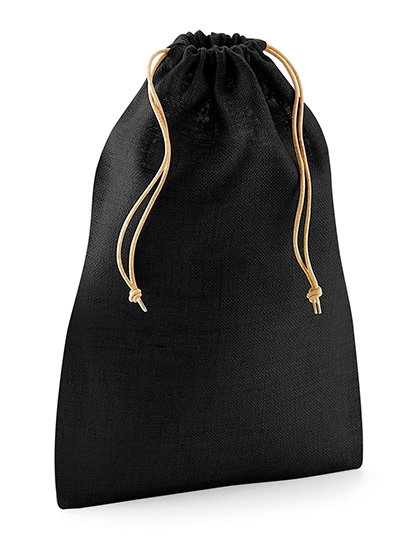 Jute Stuff Bag zum Besticken und Bedrucken in der Farbe Black-Natural mit Ihren Logo, Schriftzug oder Motiv.