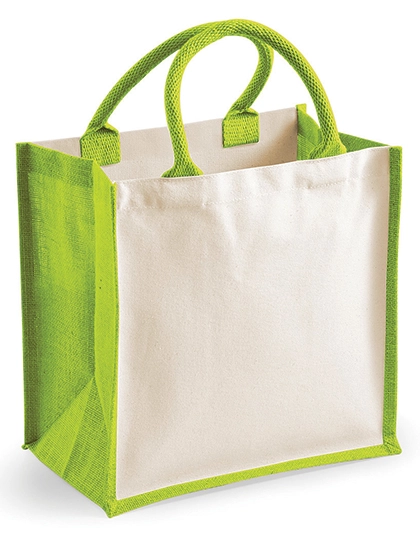 Printers Midi Jute Bag zum Besticken und Bedrucken in der Farbe Apple Green mit Ihren Logo, Schriftzug oder Motiv.