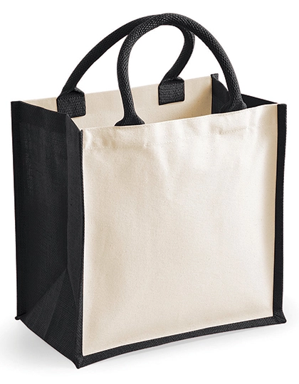 Printers Midi Jute Bag zum Besticken und Bedrucken in der Farbe Black mit Ihren Logo, Schriftzug oder Motiv.