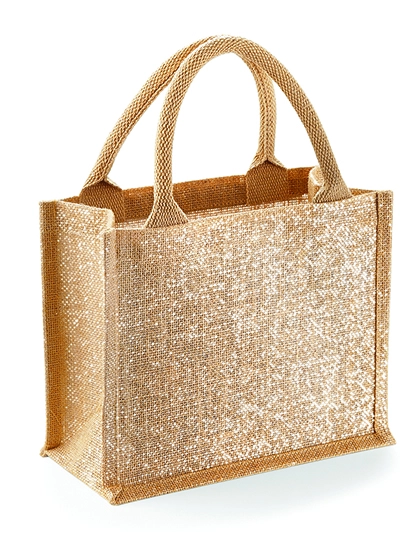 Shimmer Jute Mini Gift Bag zum Besticken und Bedrucken in der Farbe Natural Gold mit Ihren Logo, Schriftzug oder Motiv.