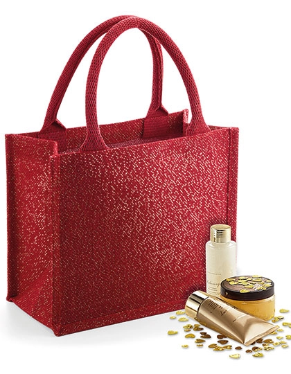 Shimmer Jute Mini Gift Bag zum Besticken und Bedrucken in der Farbe Red Gold mit Ihren Logo, Schriftzug oder Motiv.