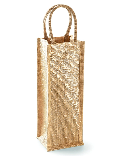 Shimmer Jute Bottle Bag zum Besticken und Bedrucken in der Farbe Natural Gold mit Ihren Logo, Schriftzug oder Motiv.