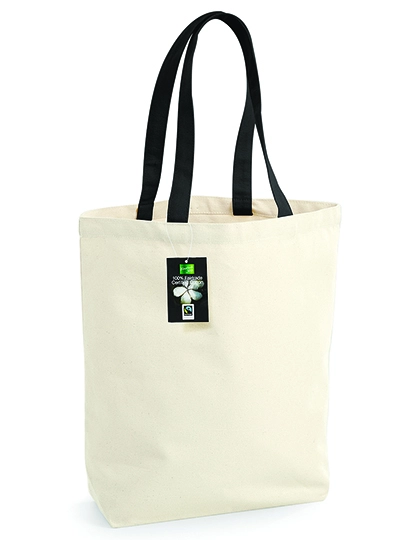 Fairtrade Cotton Camden Shopper zum Besticken und Bedrucken in der Farbe Natural-Black mit Ihren Logo, Schriftzug oder Motiv.
