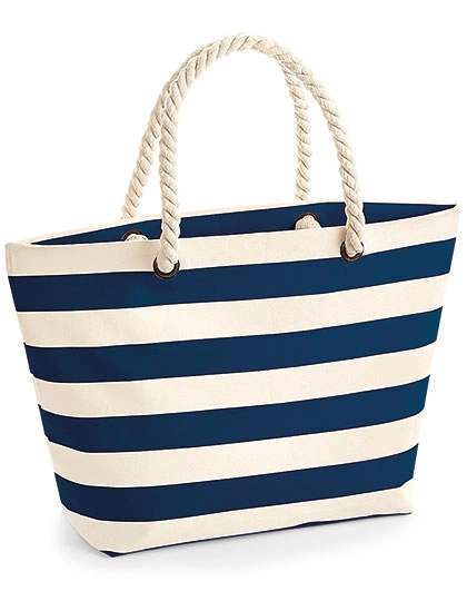 Nautical Beach Bag zum Besticken und Bedrucken in der Farbe Natural-Navy mit Ihren Logo, Schriftzug oder Motiv.