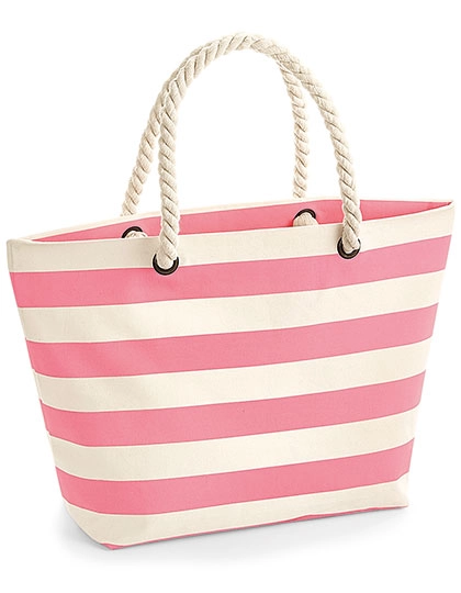 Nautical Beach Bag zum Besticken und Bedrucken in der Farbe Natural-Pink mit Ihren Logo, Schriftzug oder Motiv.