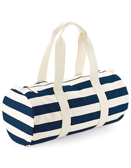 Nautical Barrel Bag zum Besticken und Bedrucken in der Farbe Natural-Navy mit Ihren Logo, Schriftzug oder Motiv.
