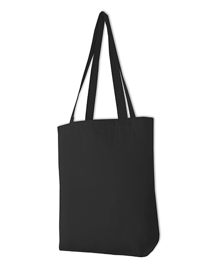 Canvas Carrier Bag Long Handle zum Besticken und Bedrucken in der Farbe Black mit Ihren Logo, Schriftzug oder Motiv.
