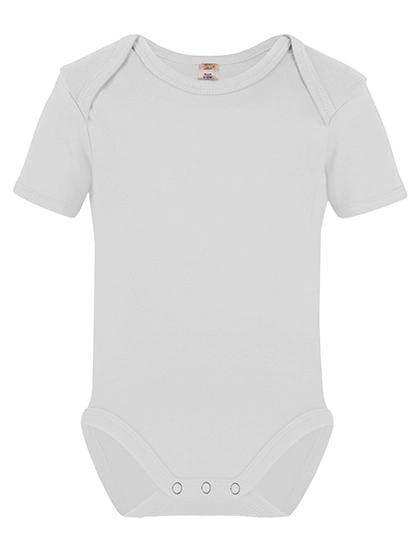 Short Sleeve Baby Bodysuit Polyester zum Besticken und Bedrucken in der Farbe White mit Ihren Logo, Schriftzug oder Motiv.