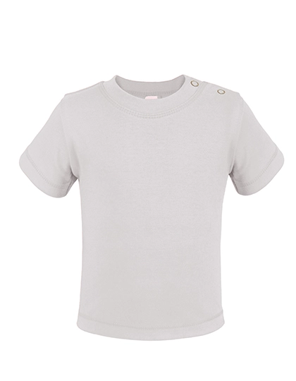 Short Sleeve Baby T-Shirt Polyester zum Besticken und Bedrucken in der Farbe White mit Ihren Logo, Schriftzug oder Motiv.