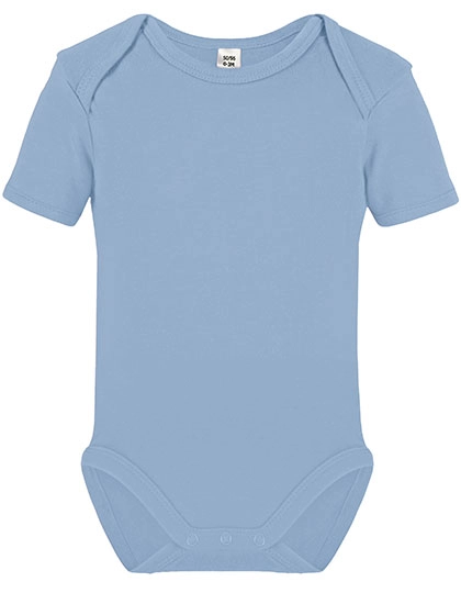 Short Sleeve Baby Bodysuit zum Besticken und Bedrucken in der Farbe Babyblue mit Ihren Logo, Schriftzug oder Motiv.