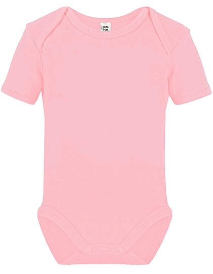 Short Sleeve Baby Bodysuit zum Besticken und Bedrucken in der Farbe Babypink mit Ihren Logo, Schriftzug oder Motiv.