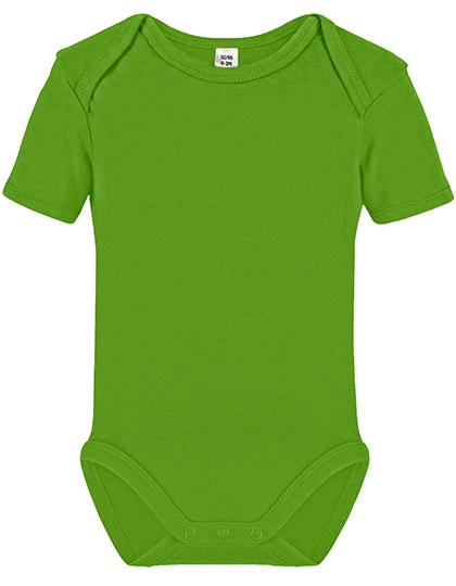 Short Sleeve Baby Bodysuit zum Besticken und Bedrucken in der Farbe Lime Green mit Ihren Logo, Schriftzug oder Motiv.