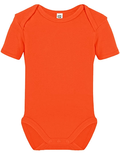 Short Sleeve Baby Bodysuit zum Besticken und Bedrucken in der Farbe Orange mit Ihren Logo, Schriftzug oder Motiv.