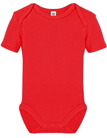 Short Sleeve Baby Bodysuit zum Besticken und Bedrucken in der Farbe Red mit Ihren Logo, Schriftzug oder Motiv.