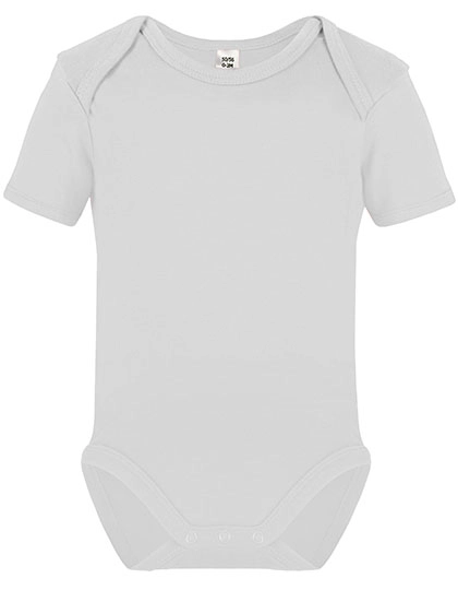 Short Sleeve Baby Bodysuit zum Besticken und Bedrucken in der Farbe White mit Ihren Logo, Schriftzug oder Motiv.