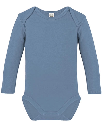 Long Sleeve Baby Bodysuit zum Besticken und Bedrucken in der Farbe Babyblue mit Ihren Logo, Schriftzug oder Motiv.