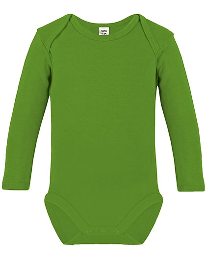 Long Sleeve Baby Bodysuit zum Besticken und Bedrucken in der Farbe Lime Green mit Ihren Logo, Schriftzug oder Motiv.