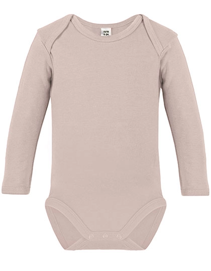 Long Sleeve Baby Bodysuit zum Besticken und Bedrucken in der Farbe Natural mit Ihren Logo, Schriftzug oder Motiv.