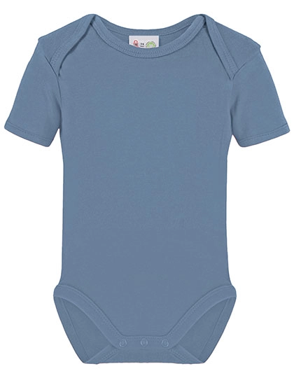 Bio Bodysuit Short Sleeve zum Besticken und Bedrucken in der Farbe Babyblue mit Ihren Logo, Schriftzug oder Motiv.