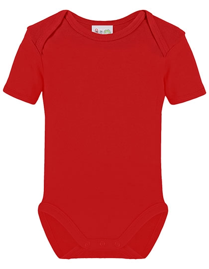 Bio Bodysuit Short Sleeve zum Besticken und Bedrucken in der Farbe Red mit Ihren Logo, Schriftzug oder Motiv.