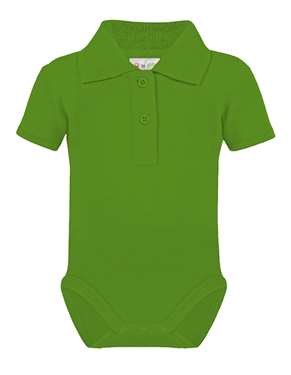 Bio Bodysuit With Polo Shirt Neck zum Besticken und Bedrucken in der Farbe Lime Green mit Ihren Logo, Schriftzug oder Motiv.