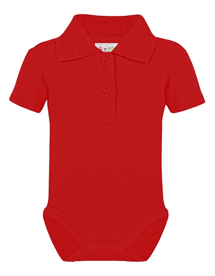 Bio Bodysuit With Polo Shirt Neck zum Besticken und Bedrucken in der Farbe Red mit Ihren Logo, Schriftzug oder Motiv.