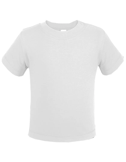 Bio Short Sleeve Baby T-Shirt zum Besticken und Bedrucken in der Farbe White mit Ihren Logo, Schriftzug oder Motiv.