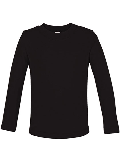 Bio Long Sleeve Baby T-Shirt zum Besticken und Bedrucken in der Farbe Black mit Ihren Logo, Schriftzug oder Motiv.