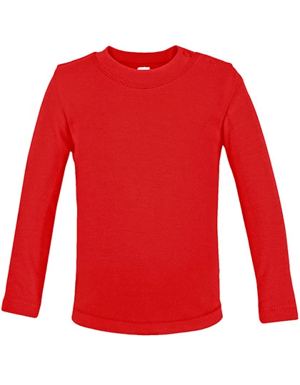 Bio Long Sleeve Baby T-Shirt zum Besticken und Bedrucken in der Farbe Red mit Ihren Logo, Schriftzug oder Motiv.