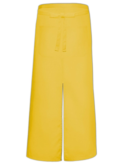 Bistro Apron With Split And Front Pocket zum Besticken und Bedrucken in der Farbe Yellow mit Ihren Logo, Schriftzug oder Motiv.