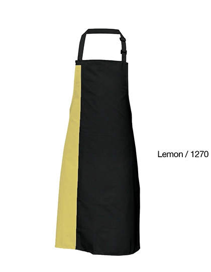 Duo Apron zum Besticken und Bedrucken in der Farbe Black-Lemon (ca. Pantone 127) mit Ihren Logo, Schriftzug oder Motiv.