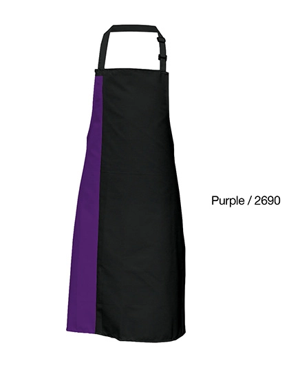 Duo Apron zum Besticken und Bedrucken in der Farbe Black-Purple (ca. Pantone 269) mit Ihren Logo, Schriftzug oder Motiv.