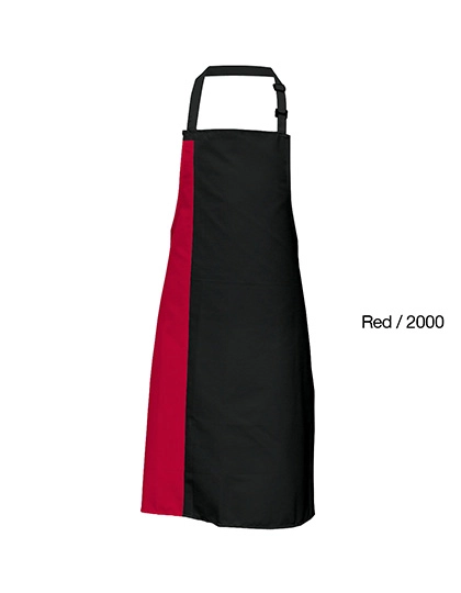 Duo Apron zum Besticken und Bedrucken in der Farbe Black-Red (ca. Pantone 200) mit Ihren Logo, Schriftzug oder Motiv.