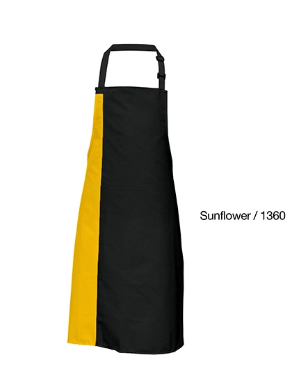 Duo Apron zum Besticken und Bedrucken in der Farbe Black-Sunflower (ca. Pantone 136c) mit Ihren Logo, Schriftzug oder Motiv.