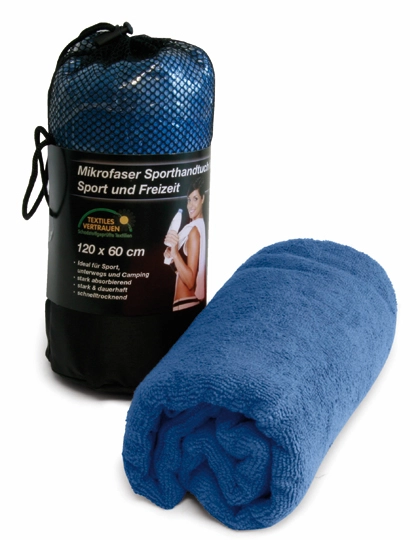 Sport-Handtuch zum Besticken und Bedrucken in der Farbe Blue mit Ihren Logo, Schriftzug oder Motiv.