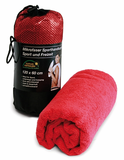 Sport-Handtuch zum Besticken und Bedrucken in der Farbe Red mit Ihren Logo, Schriftzug oder Motiv.
