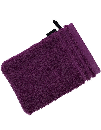Calypso Feeling Waschhandschuh zum Besticken und Bedrucken in der Farbe Purple mit Ihren Logo, Schriftzug oder Motiv.