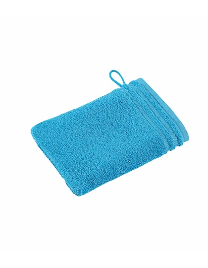 Calypso Feeling Waschhandschuh zum Besticken und Bedrucken in der Farbe Turquoise mit Ihren Logo, Schriftzug oder Motiv.