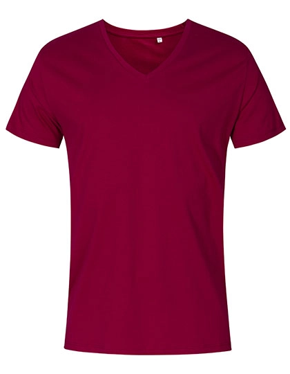 Men´s V-Neck T-Shirt zum Besticken und Bedrucken in der Farbe Berry mit Ihren Logo, Schriftzug oder Motiv.