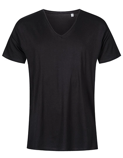 Men´s V-Neck T-Shirt zum Besticken und Bedrucken in der Farbe Black mit Ihren Logo, Schriftzug oder Motiv.