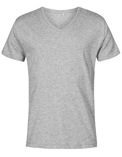 Men´s V-Neck T-Shirt zum Besticken und Bedrucken in der Farbe Heather Grey mit Ihren Logo, Schriftzug oder Motiv.