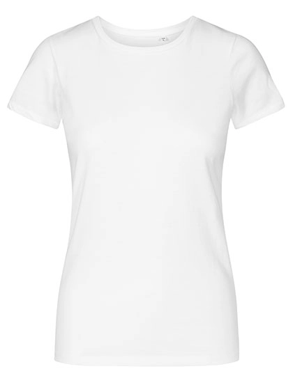 Women´s Roundneck T-Shirt zum Besticken und Bedrucken in der Farbe White mit Ihren Logo, Schriftzug oder Motiv.