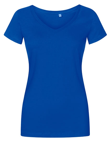 Women´s V-Neck T-Shirt zum Besticken und Bedrucken in der Farbe Azur Blue mit Ihren Logo, Schriftzug oder Motiv.