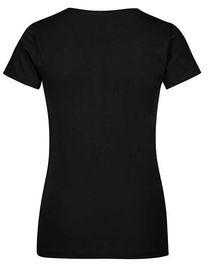 Women´s V-Neck T-Shirt zum Besticken und Bedrucken in der Farbe Black mit Ihren Logo, Schriftzug oder Motiv.